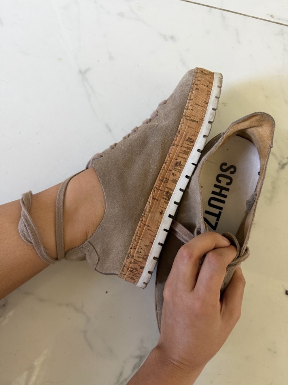Schutz Shoes Suede Cork Platform